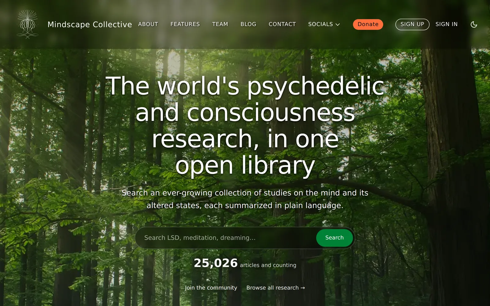 The Mindscape Collective library: “The world’s psychedelic and consciousness research, in one open library” — 25,026 articles and counting